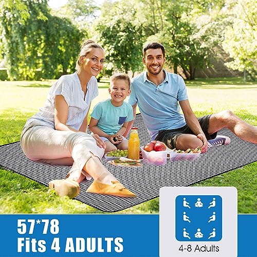 Picnic Outdoor Blankets Waterproof Extra Large - Beach Mat Sand Free Foldable with Carry Strap | Portable Camping Blanket | Park Blanket for Grass Park, Hiking, Travel, Concerts, Indoor (Black) - color: Black