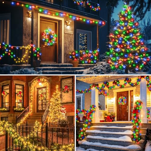 echosari Christmas Lights 66Ft, 400 LED Connectable Dual Color Changing String Lights Plug in with Timer for Tree Garden Indoor Decor (Warm White & Multicolor) - color: Warm White & Multicolor