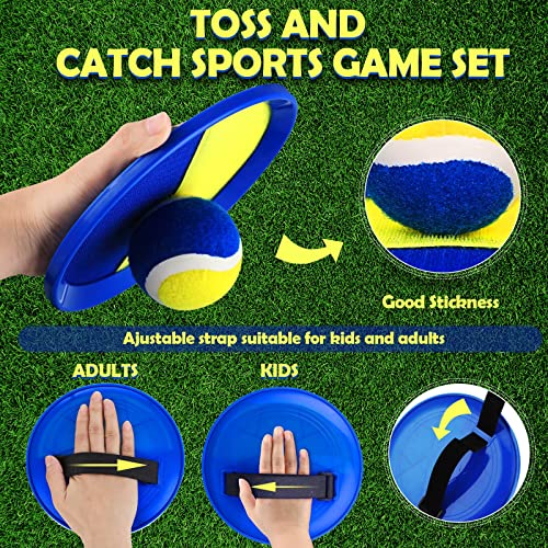 Charniol Kids Toys Toss and Catch Game Set Beach Game Outdoor Ball Sports Games Toss and Catch Ball Nylon Toys for Kids Adults(Blue Yellow,12 Paddles 6 Balls) - color: Blue Yellow