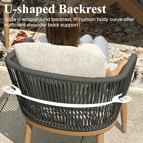 LayinSun 5 Pieces Outdoor Patio Dining Set, Aluminium Rectangular Dining Table and Wicker Rattan Chairs Set for Outside Backyard, Poolside - color: Teak, size: 5 PCS-63'' Rectangular Table