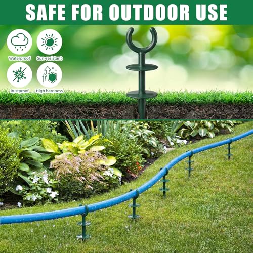 Yalikop 16 Pcs 3/4'' Garden Hose Guide Stakes Bulk Garden Guards Holder Spike for Plant-Saving Outside Yard Lawn to Preventing Hose Tangles and Protecting Plants