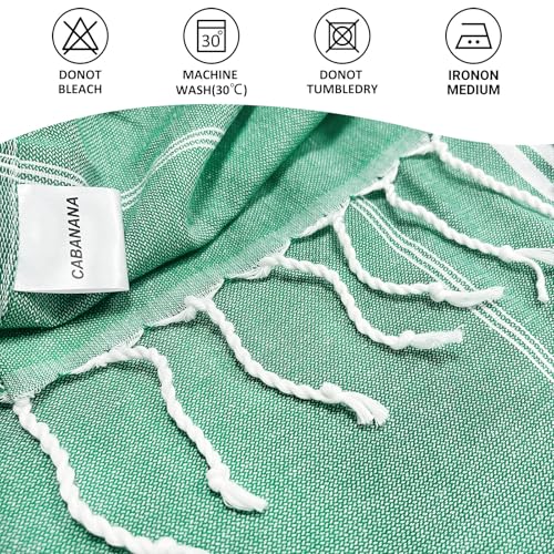 cabanana Turkish Beach Towel Oversized - 40"x70" Quick Dry Sand Free Thin Beach Towels for Adults,Extra Large Cotton Lightweigh Travel Towel for Beach Accessories (Mint Green) - color: Sage Green
