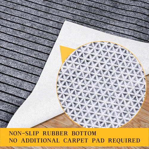 2x8 ft Outdoor Runner Rug, Non-Slip Indoor Outdoor Carpet Runner with TPR Backing, Waterproof Mat for Hallway, Kitchen, Patio, Garage, Deck, Entryway, Grey Wide Stripes - color: Gray Wide Stripes, size: 2' x 8' (Runner)