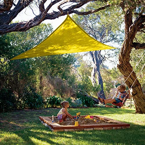 Coolaroo Party Shade Sail - 90% UV Block Lightweight Outdoor Sun Shade with Ropes, Portable Breathable Shade for Picnics, Playdates, or Events, 9ft 10in. Triangle, Yellow - color: Yellow