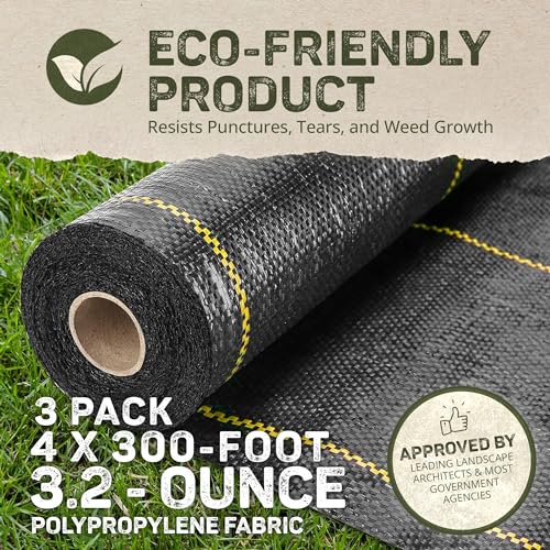 Dewitt SBLT4300 Sunbelt Woven Weed Barrier Landscape Fabric Ground Cover, 4-Foot Width x 300 Feet (3 Pack) - size: 3 Pack, style: 4' x 300'