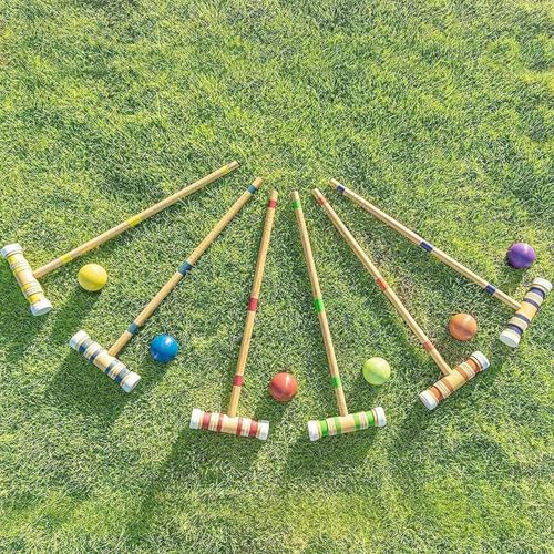 Outdoor Bowling Kit - Spikes Ball Game, Six Player Recreational Activity | Engaging Lawn Sports Set Mixed Age Family Fun, Wooden Pin Collection with Sturdy Build for Garden Social Events