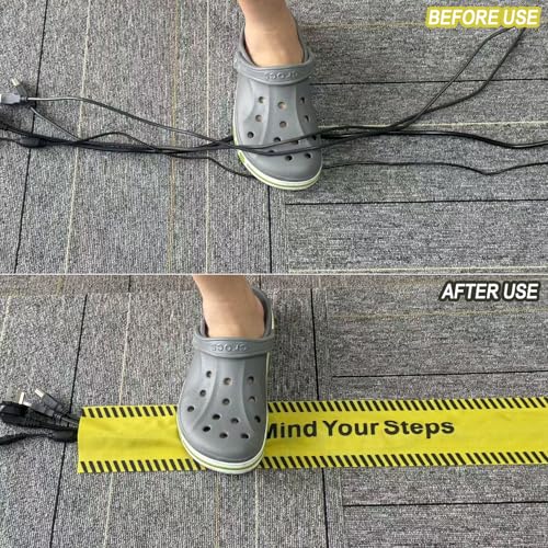 Carpet Cord Cover Cable Grip Floor Cover Cable Protector Management,Safety Warning Tape, Striped Floor Marking Tape, Adhesive Cable Protector Cover(Yellow) - color: Yellow