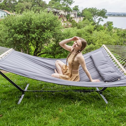 SUNCREAT 2 Person Hammock with Stand, Heavy Duty Portable Hammocks, 475 lbs Capacity, Dark Grey - color: Dark Grey, size: 12 ft Stand