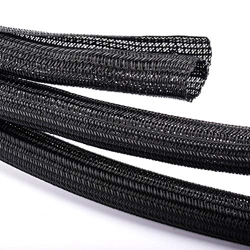 ZhiYo 20ft - 4/5 inch Cable Sleeve, Cord Wrap Wire Protector Tubing for Pets, PC Cable Wrap, Computer Cable Management Sleeve - Black - color: Black, size: 20ft, 4/5''