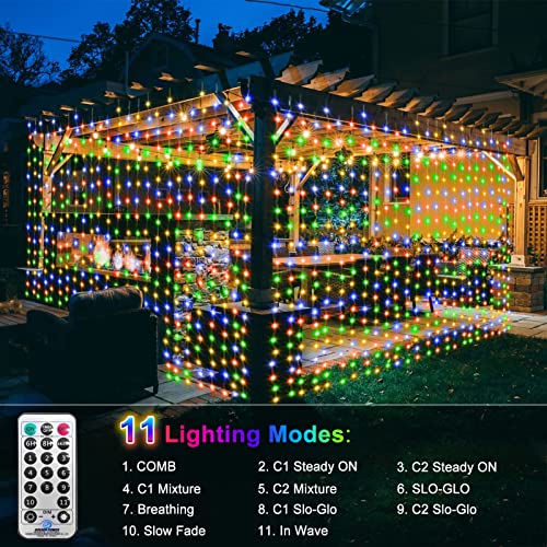 ZAIYW Dual Color Curtain Lights 20ftx10ft 600 LED Christmas Curtain Lights with Remote Plug, Connectable Lights Curtain for Bedroom Patio Wedding Xmas Decor (Cool White & Multicolor) - color: Cool White & Multicolor, size: 20Ft x 10Ft