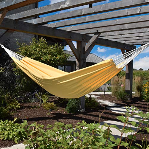 Vivere Double Brazilian Polyester Hammock - 450 lb Weight Capacity - color: Yellow