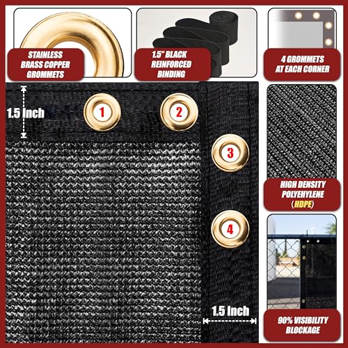 Amgo Black 4' x 7' Fence Privacy Screen, Commercial Standard Heavy Duty Windscreen with Bindings & Grommets, 90% Blockage, Cable Zip Ties Included (We Make Custom Size) - color: Black, size: 0 4' x 0 7'