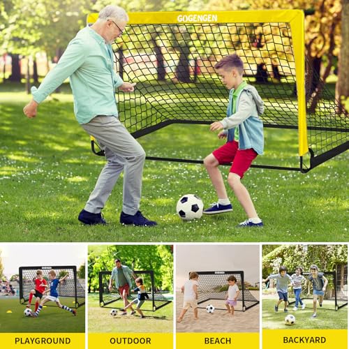 Soccer Goal, 2 of 6x4 Soccer Goals for Backyard with Soccer Net, Soccer Ball, Target, Cones, Soccer Training Equipment for Toddler Kids Youth - color: Yellow