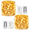 GDEALER 2 Pack 20 Feet 60 Led Fairy Lights Battery Operated with Remote Control Timer, 8 Modes Waterproof Copper Wire Twinkle String Lights for Bedroom Party Indoor- Warm White - color: Warm White