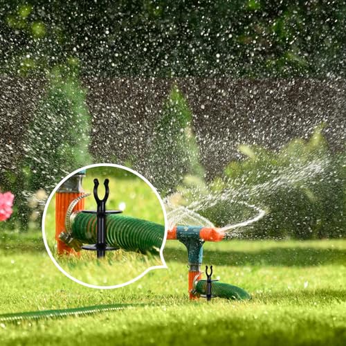 Blulu 15 Pcs 2 in 1 Garden Hose Guide, Universal 10 Inch Hose Guide Stakes with Barbs, Water Sprinkler Support Spike to Keep Off Lawn for Yard Lawn Garden Flower Plant Tool(Black) - color: black