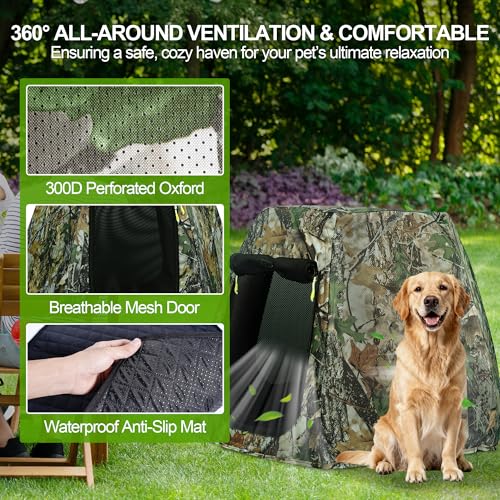 Dog Tent for Medium & Large Dogs, Pop Up Dog Enclosure, Waterproof Pet Tent with Zipper & Ground Spike, Portable Pet Playpen for Camping Beach, Puppy Tent Outdoor/Indoor 37.4x37.4x24.4 inch (Size L) - size: L 37.4x37.4x24.4 inch