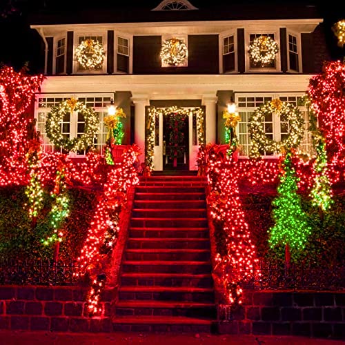 Dazzle Bright 2 Pack Solar String Lights Outdoor, Total 80FT 240LED Solar Powered Waterproof Fairy Lights 8 Modes, Copper Wire Lights for Christmas Patio Party Tree Yard Decoration (Red) - color: Red, size: 2 Pack