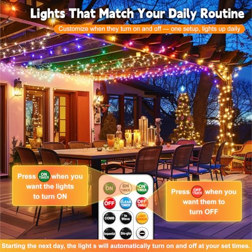 HXWEIYE Rechargeable Fairy Lights with Remote, 2 Pack 33ft 100LED Twinkle Lights with DIY Timer & Light Sensor, Waterproof Outdoor String Lights for Bedroom Patio Christmas Tree Decor, Multicolor - color: Multicolor, size: 100 LEDs - 2Pack