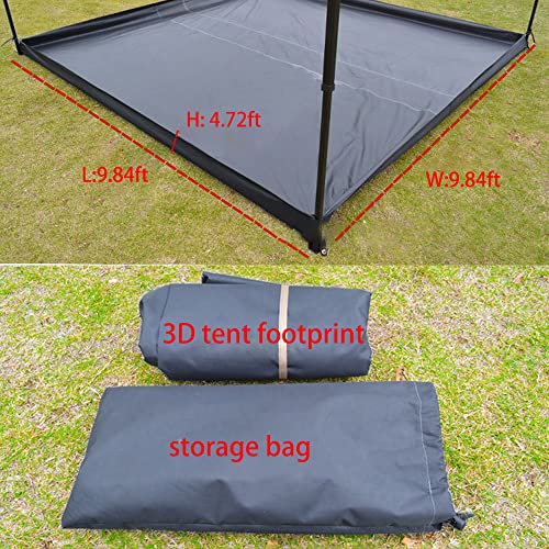 Waterproof Camping Tarp- 9.8 x 9.8ft Tent Footprints 3D Tent Footprint with 4 Ground Stakes & Storage Bag Ground and Floor Sheet Mat Tarps for Picnic Camping Hiking