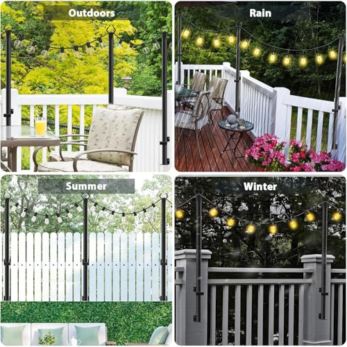 NUERPO 10 Pack String Light Poles,5Ft Metal Poles for Outdoor String Lights,Outdoor Light Poles with Post,Poles/Stand for Outside,Patio,Deck,Backyard,Garden Wedding,Party - size: 10 Pack 5FT String Light Pole