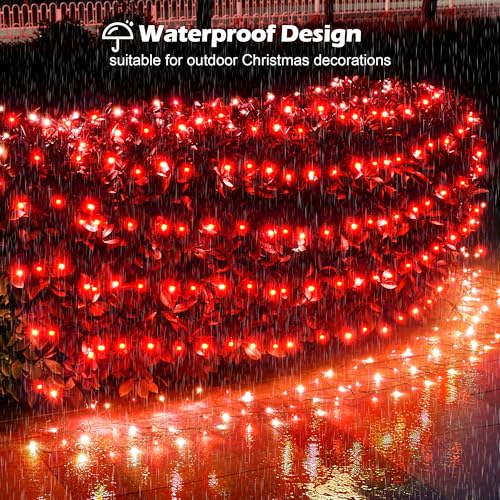 BlcTec Outdoor Christmas Lights 360 LED 9.8ft x 6.6ft Christmas Net Lights with 8 Modes, UL Certified, Timer, Connectable, Waterproof for Trees, Bushes, Shrubs, Yard Outdoor Xmas Decorations, Red - color: Red, size: 360LED