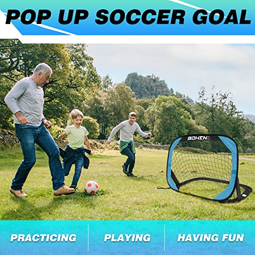BOHEN Pop Up Soccer Goals for Kids-Foldable Portable Soccer Net for Outdoor Indoor Backyard Beach - color: Grey Blue, style: 3.3x2.2 FT, 1 Piece