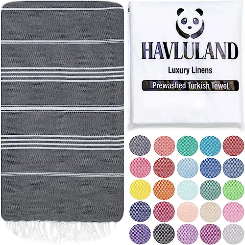 HAVLULAND Turkish Beach Towels, Oversized 40"x72" Turkish Bath Towel, Highly Absorbent Quick Dry Sand Free Beach Towels for Beach Pool Spa Gym Yoga Travel Camping Picnic Blanket - Grey - color: Grey