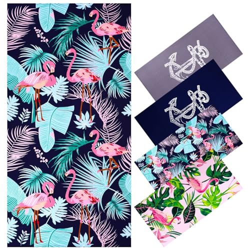 Oversized Terry Beach Towel 36 x 72 in Soft Extra Large XL Pool Swimming Towels Clearance for Adults Blanket Travel Essentials Cruise Accessories Must Haves Vacation Stuff Lounge Chair Cover Flamingo - color: Flamingo Plam