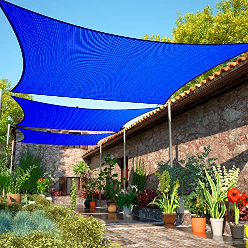 ShadeMart 8' x 10' Blue Sun Shade Sail Rectangle Canopy Fabric Cloth Screen SMSL, Water and Air Permeable & UV Resistant, Heavy Duty, Carport Patio Outdoor - (We Customize Size) - color: Blue, size: 0 8' x 1 0'