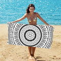 Beach Towel for Adults Black and White Mandala Design Lightweight Quick Dry Blanket Pool Travel Vacation Outdoor Summer Use - color: Kaleidoscope Print