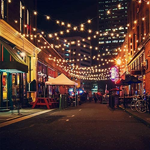 Abeja 50Ft Outdoor Patio String Lights with 53 Clear Globe G40 Bulbs,UL Certified for Patio Porch Backyard Deck Bistro Gazebos Pergolas Balcony Wedding Gathering Parties Markets Decor, Brown Wire - color: 50FT Amber White-Brown, size: 50FT