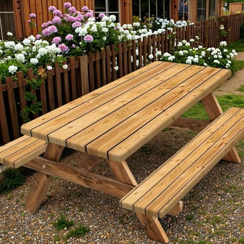 Rustic Brown Wooden Board Picnic Table Cover with Bench Covers, Farmhouse Rural Country Wood Waterproof Tablecloth for Patio Camping Indoor Outdoor Party Decorations with Drawstring Bag, 30X72in, 3PCS - color: Multi2, size: 72in