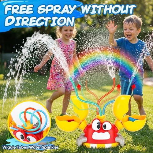 Water Sprinkler for Kids, Summer Outside Water Toys Attached to Garden Hose with 3 Spray Patterns & 4 Bean Bags for Toss Game, Kids Sprinklers for Yard Lawn Pool Games for Age 4-12 Yr Old Boys Girls - color: Red