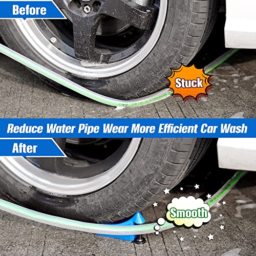 Dreyoo 4 Pcs Car Hose Guide, Tire Hose Roller for Car Washing, Detailing Tire Hoses Guide Preventing Pressure Washer Hoses Stuck Under The Wheels, Plastic Wash Tool to Avoid Snagging(Blue) - color: Blue