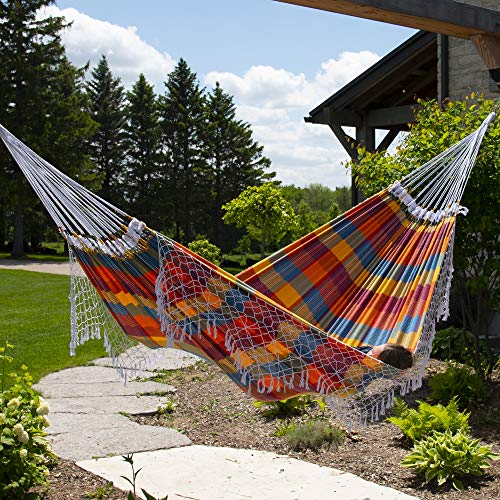 Vivere Authentic Brazilian Cotton Hammock - 450 lb Capacity - color: Carnival