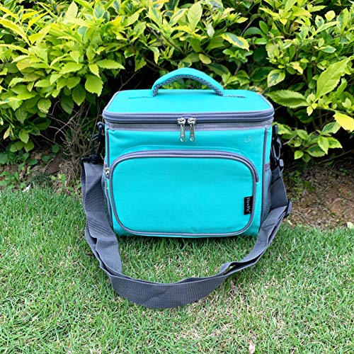 FlowFly Insulated Reusable Lunch Bag Adult Large Lunch Box for Women and Men with Adjustable Shoulder Strap,Front Zipper Pocket and Dual Large Mesh Side Pockets,Jade - color: Jade