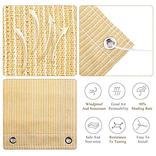 90% Outdoor Sun Shade Cloth, 6’ x 12’, Pergola, Deck, and Backyard Patio Sunshade with UV Protection, Heat Resistant HDPE Material, Reinforced Grommets (6x12 FT,Wheat) - color: 1-wheat, size: 6x12 FT