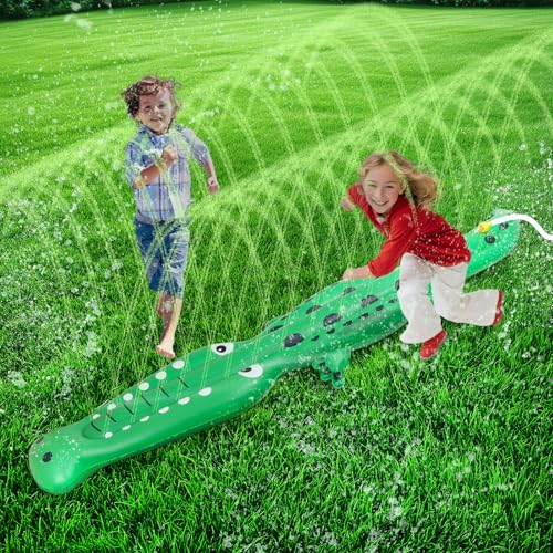 Water Sprinkler for Kids,Large Crocodile Inflatable Sprinkler, Kids Sprinklers for Yard,Outdoor Water Toys Spray Summer Water Play for Boys Girls Dogs Backyard