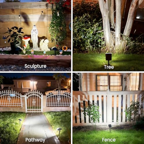 Solar Lights Outdoor Waterproof IP65, Super Bright LED, Cool Light 2 Lighting Modes Selectable, Solar Powered Yard Garden Solar Spot Lights for Outside Landscape Auto On/Off -2 Pack - color: Cool-6000K, size: 2 Pack