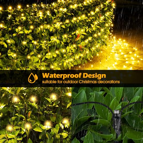 BlcTec Christmas Net Lights, 200 LED 8.4ft x 5.2ft Outdoor Christmas Lights with 8 Modes, Timer, Connectable, Waterproof Design for Trees, Bushes, Shrubs Outdoor Christmas Decorations, Warm White - color: Warm White, size: 200LED