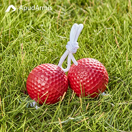 ApudArmis Ladder Bolas Balls, 6 Pack Real Golf Tossing Ball Replacement for Ladder Toss Game - Outdoor Lawn Yard Beach Game for Teens Adults Family (3 Red + 3 Blue)