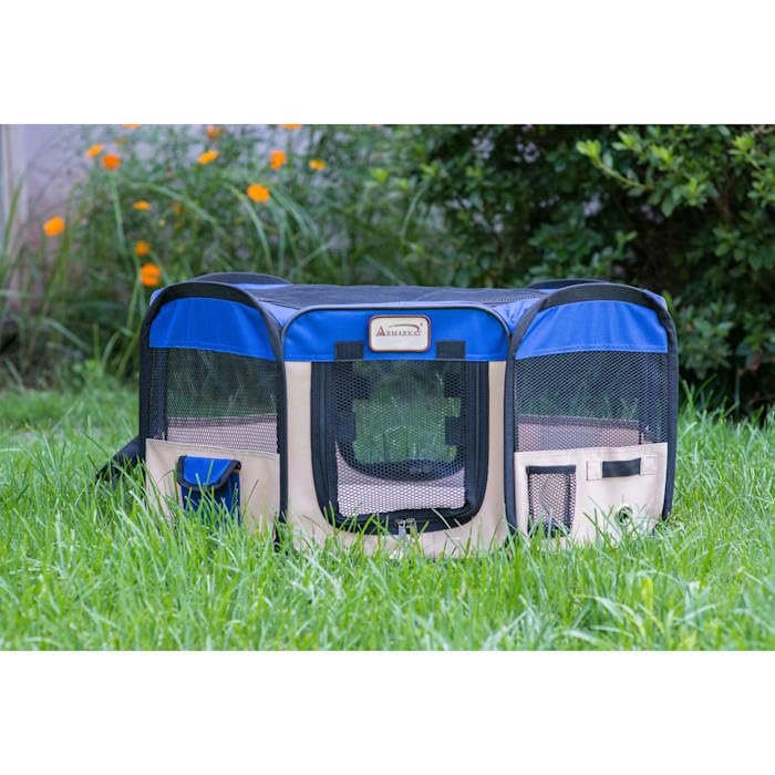 Armarkat PP001B Blue and Beige Portable Playpen - size: Portable