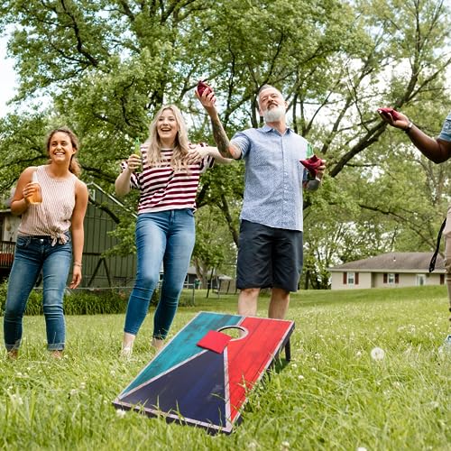 Cornhole Set 4x2 and 3X2 Regulation Size Corn Holes Sets with Carrying Bags & 8 Bean Bags Cornhole Boards Bean Toss Games for Adults Family Outdoor Beach Lawn Outside Backyard Games - style: Rustic 4’x2’