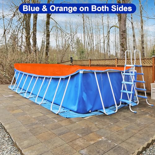 succulentlovers 17FT Double Sided Pool Floor Mat - Square Pool Liner Pool Pads for Above Ground Pool Heavy Duty Swimming Pool Tarps Ground Cloth for Preventing Punctures & Extending Liner's Life