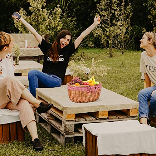 Picnic Outdoor Blankets Waterproof Extra Large - Beach Mat Foldable with Carry Strap Camping Woodchip Picnic Basket with Double Folding Handles, Natural Woven Basket, Gift Packing Woven Basket