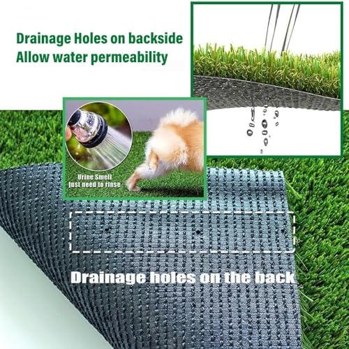 Artificial Grass Turf 4ftx5ft, 1.50” Pile Height Thick Realistic Synthetic Grass Astroturf Fake Grass Carpet Indoor Outdoor for Pets, Play Ground, Pool, Backyard, Patio, Balcony with Drainage Holes