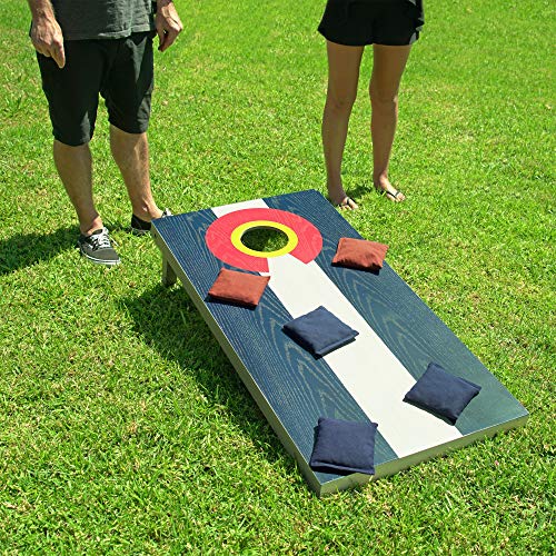 GoSports 4 x 2 ft Flag Series Wood Cornhole Sets – American Flag or State Flags – Includes 2 Regulation Size Boards, 8 Bean Bags, Carrying Case and Rules - style: Colorado Flag