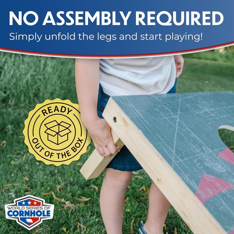 World Series of Cornhole Regulation Size Cornhole Boards – Lightweight & Durable All-Wood Construction | Backyard Bean Bag Toss Set | Rugged Outdoor Game for Tailgates, BBQs, & Backyard Battles - color: Dad Bod