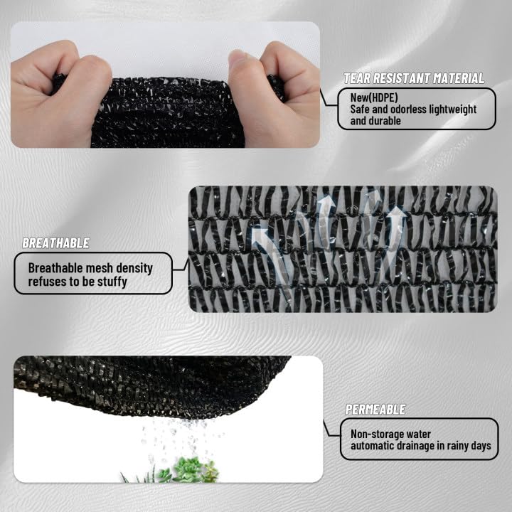 Cool Area 55% Sun Shade Cloth Mesh Tarp with Grommets for Plant Cover 6.5x6.5ft Patio Canopy Garden Pergola Greenhouse Car Barn Kennel Black - color: 55% Shade-Black, size: 6.5FTx6.5FT