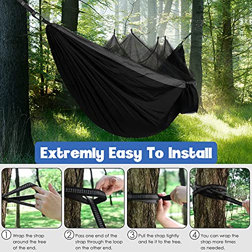Gold Armour Camping Hammock - Camping Essentials, Double Hammock with Bug Net, Camping Gear Hammock for Outside, Hiking, and Travel (Black & Gray) - color: Black & Gray